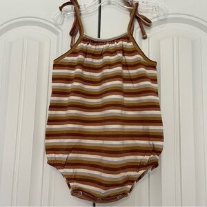 Rylee + Cru Brown, Cream, and Gold Striped Romper